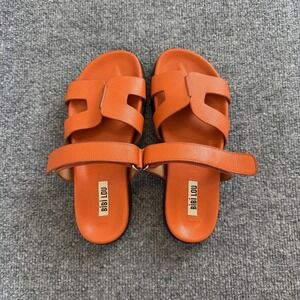 BIBI LOU Orange Leather Sandals US 7.5  EU 38 Adjustable Strap